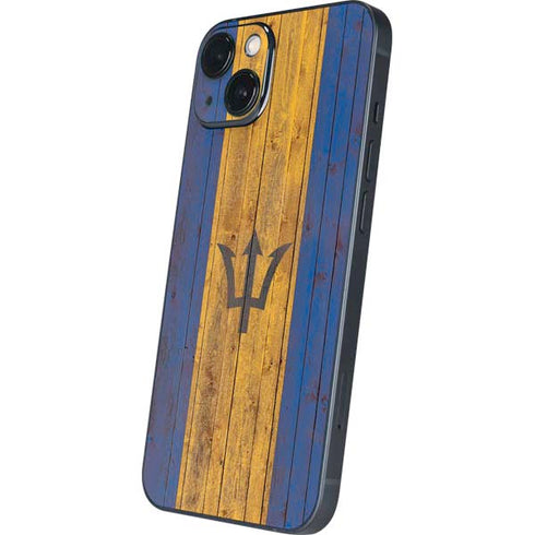 Barbados Flag Dark Wood iPhone 15 Plus Skin